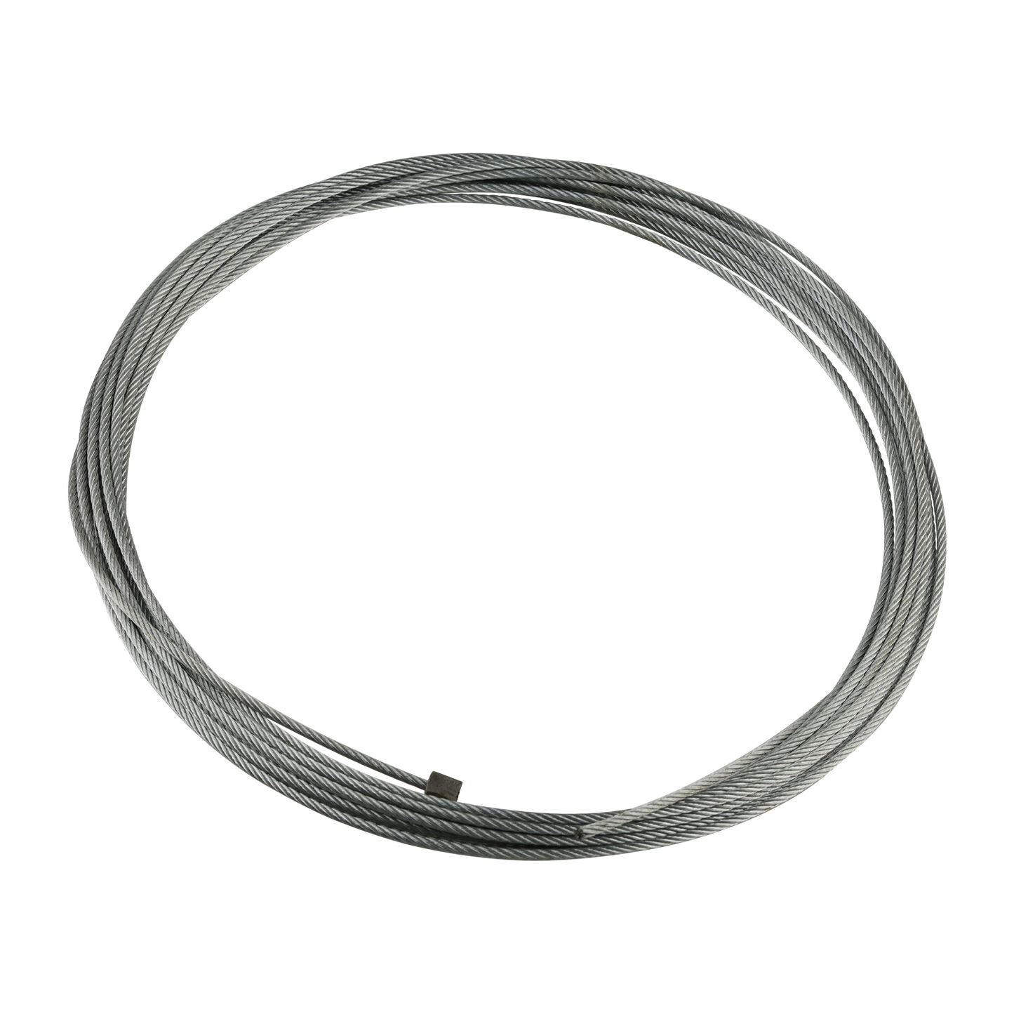This image shows a 2 Post car hoist lock release cable, which is 8670mm long (excluding the swage) and has a diameter of 2mm. The cable is suitable for models such as the PK3.7OH-H hoist. The coiled design suggests it's ready for installation or transport.