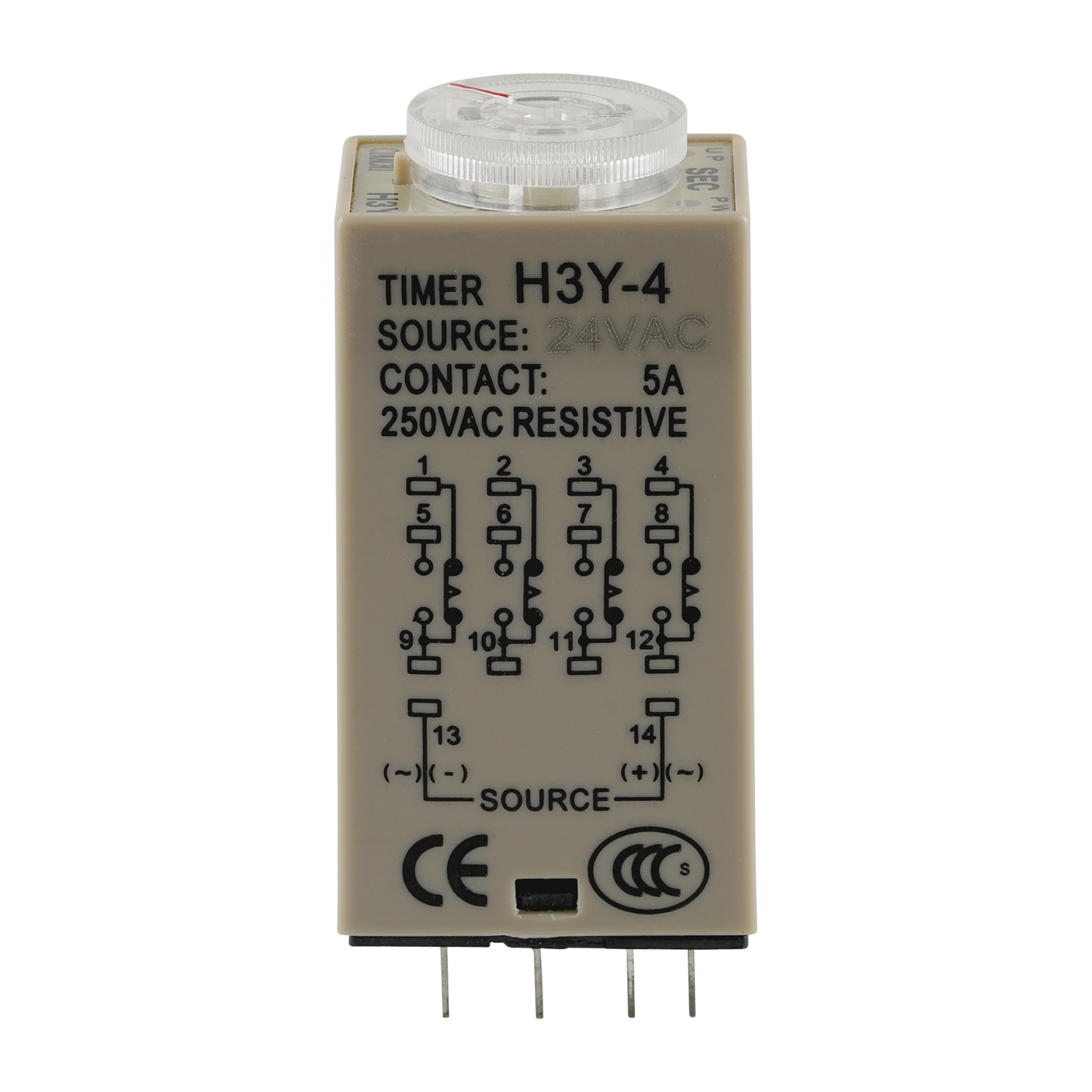 Timer Relay - 24VAC H3Y-4 standing showing the specifications