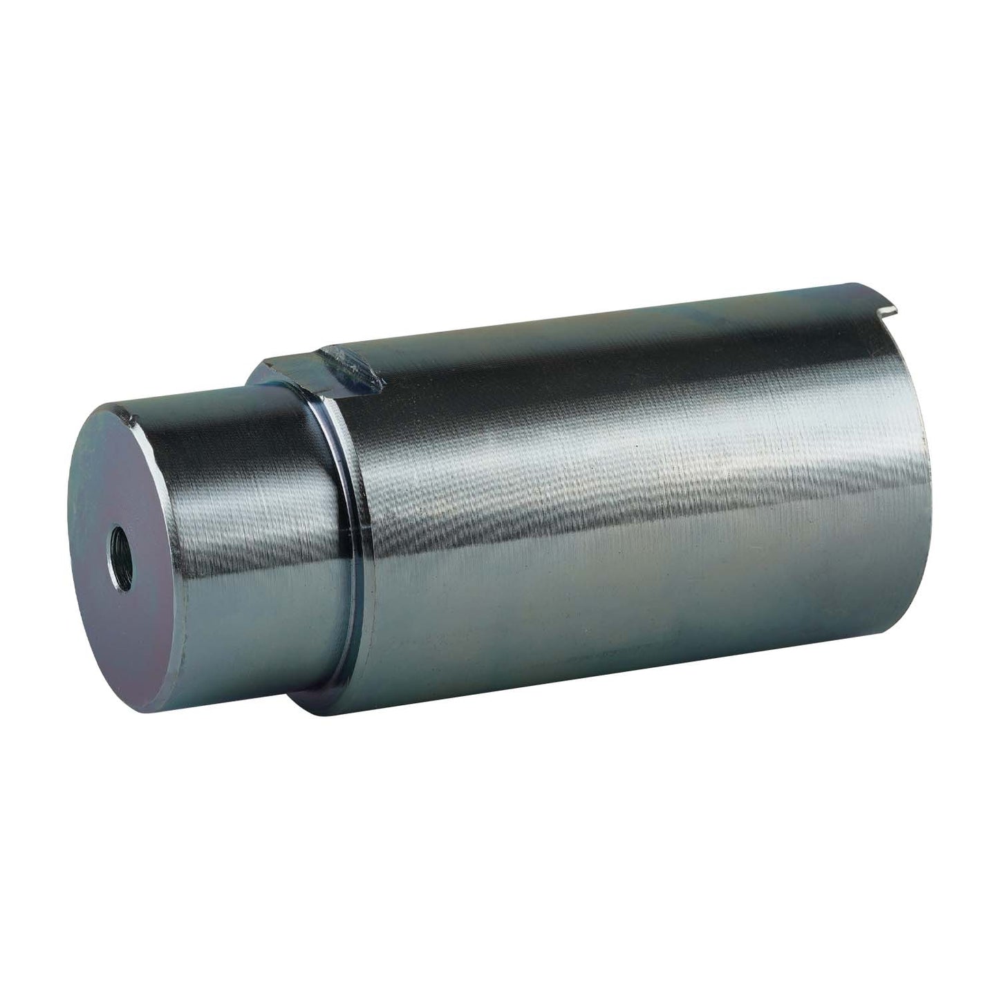 Cylindrical steel adapter laying down with a height of 100mm and a hole diameter of 50mm.