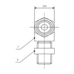 2D side view Drawing of the 615006003 Hydraulic Fitting T Piece