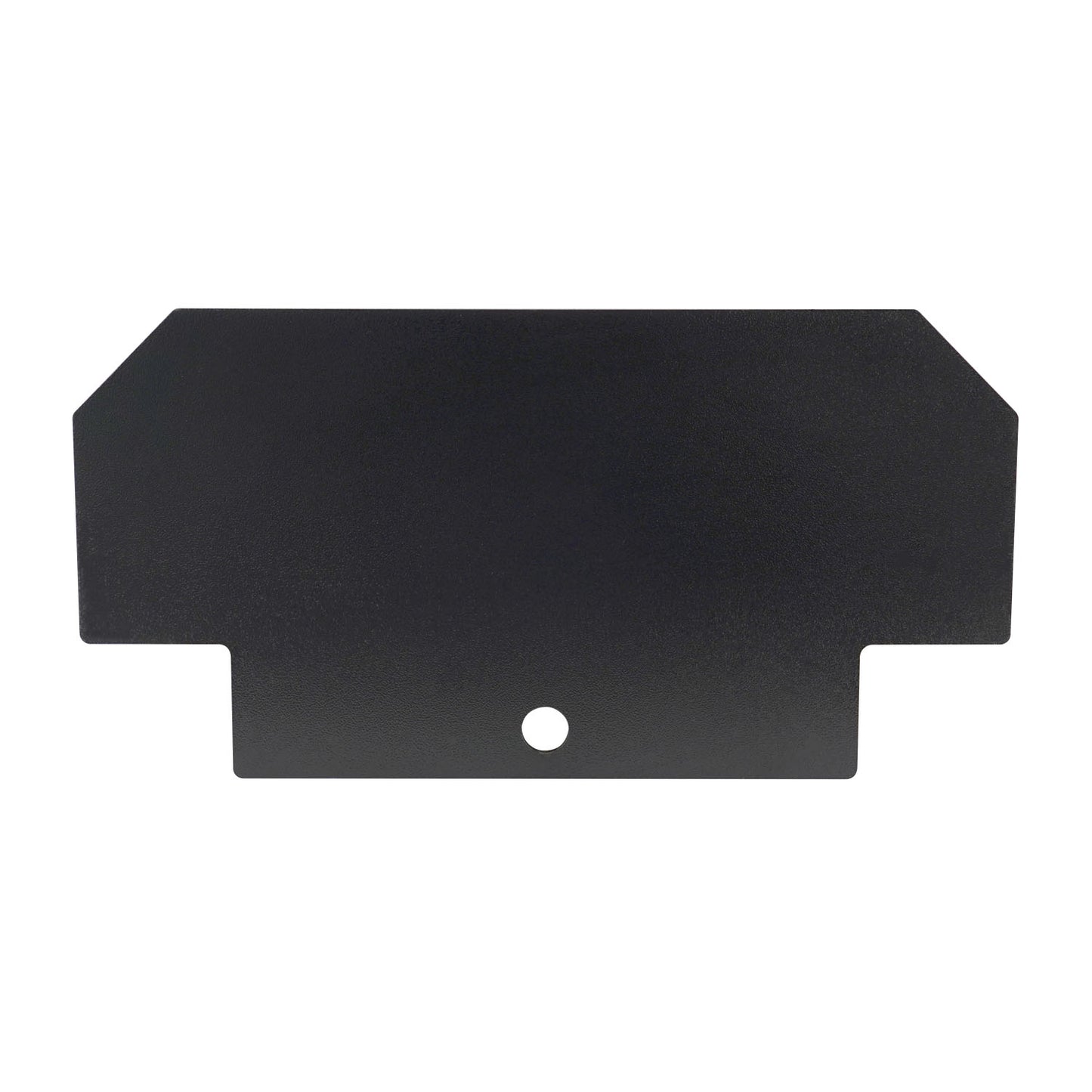 End plate for a 4 post car hoist, specifically designed to secure the ends of the hoist platforms, providing extra protection and preventing vehicles from rolling off during lifting or parking.
