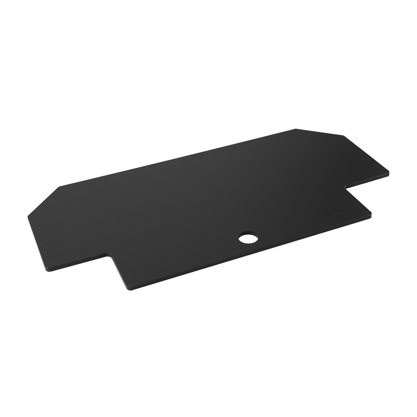 Flat end plate for a 4 post car hoist, shown from an angled perspective, designed to secure hoist platform ends and provide added safety by preventing vehicles from rolling off during lifting.