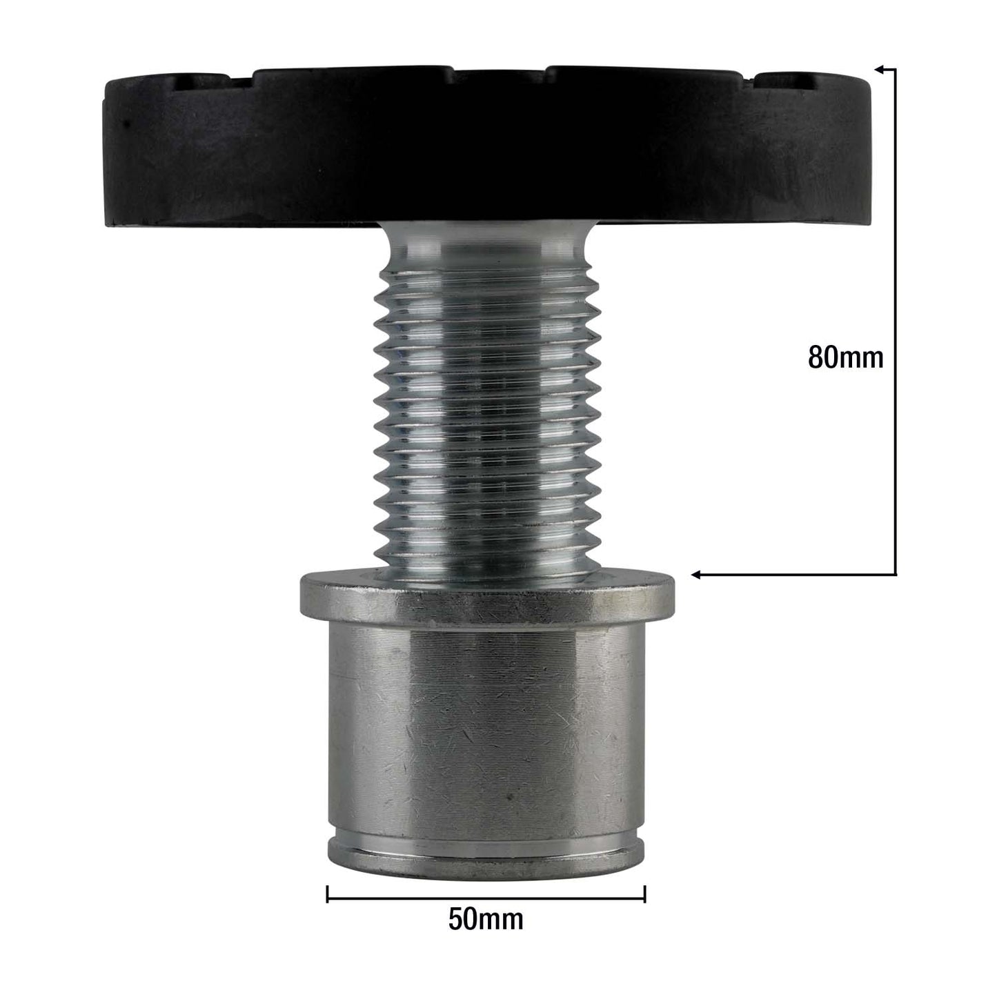 TLD4.0BP 2 post car hoist screw pad with measurements displaying the max height and base diameter.