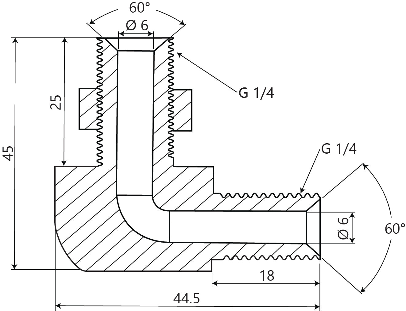 Hydraulic Fitting 90 Degree drawing