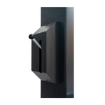 Close-up of the control lever on a two-post automotive lift, mounted on a sturdy black frame, used to operate the hoist mechanism for precise vehicle maintenance. - 2 Post Clear Floor Hoist - 4.5 Ton | EE-C10V2