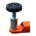 A close-up of a textured rubber pad and adapter, mounted on the arm of a car hoist. - 2 Post Baseplate Hoist - 4.5 Ton | EE-F10