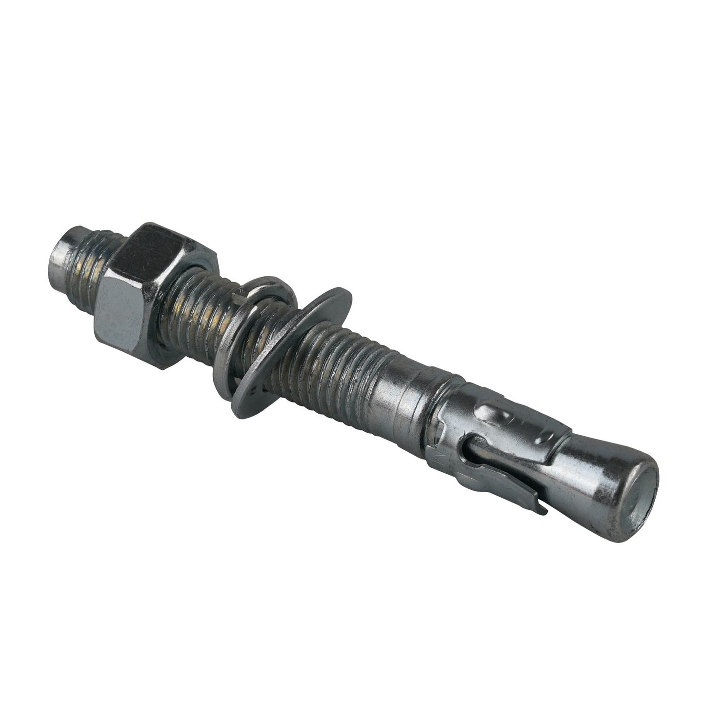 This image shows a close-up of an M20x150mm anchor bolt assembly, featuring a threaded bolt, washer, lock washer, and nut. The expanding sleeve on the bolt end is designed for secure anchoring in concrete or solid surfaces, typically used for heavy equipment installations, such as car hoists or lifts.