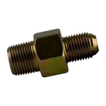 Close-up of a straight anti-burst fitting with a gold-colored hexagonal body and threaded ends. - Straight Anti Burst Fitting
