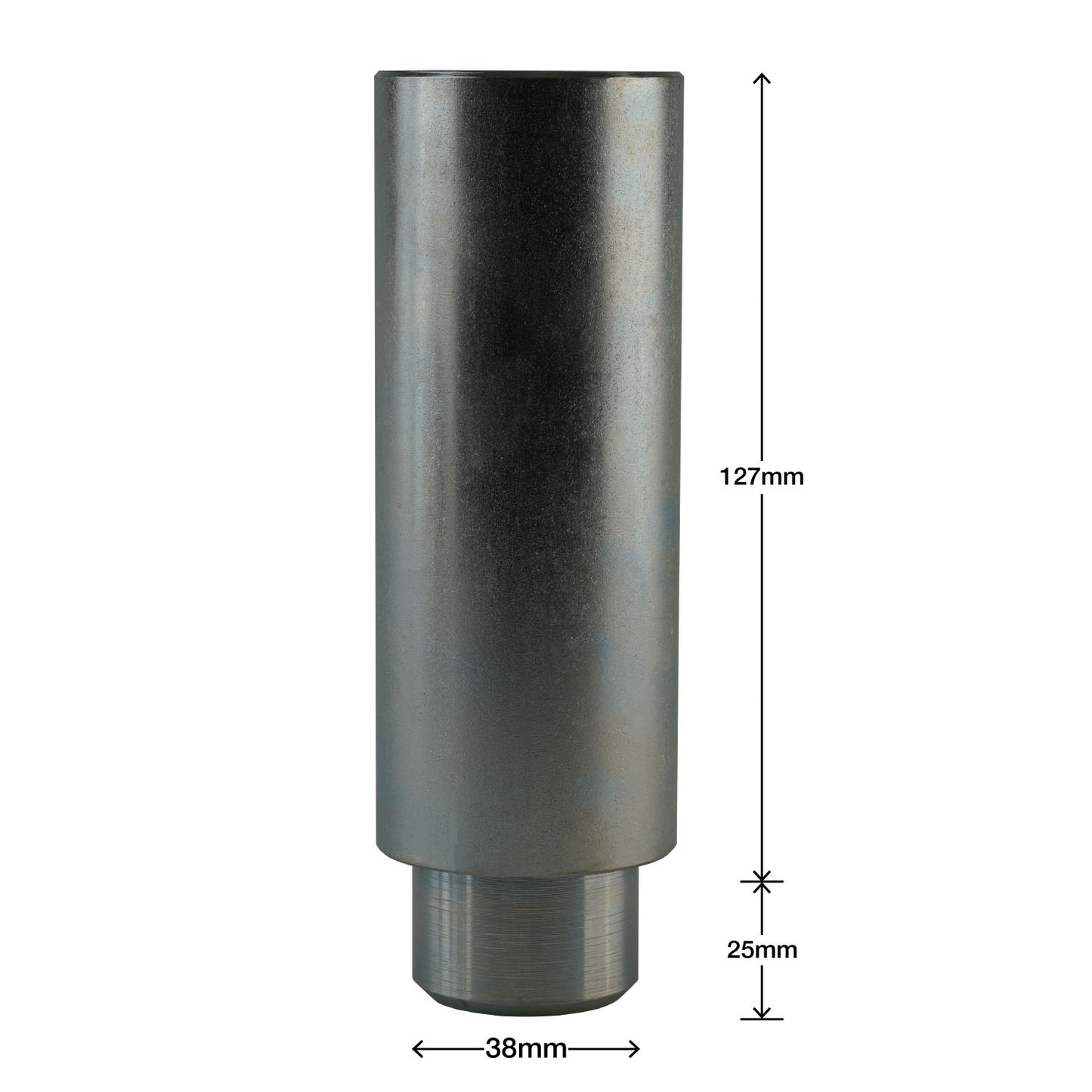 Metal pad height adaptor 127mm x 38mm for automotive hoists, with clearly marked dimensions, used for adjusting lift height in automotive applications.