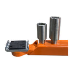 Close-up of the adjustable arm pads and lifting adapters on a 2 post car hoist, highlighting the durable construction and precise adjustment capabilities - 2 Post Hoist Clear Floor - 5.5 Ton | TLV5.5OH