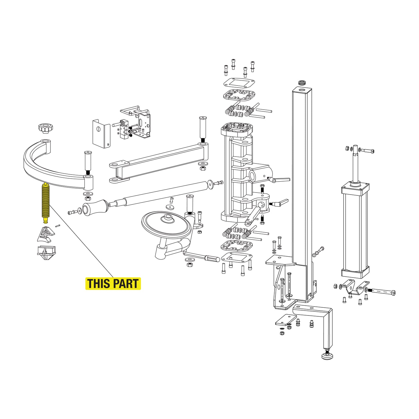 Tyre Changer Double Screw Rod - Part Location
