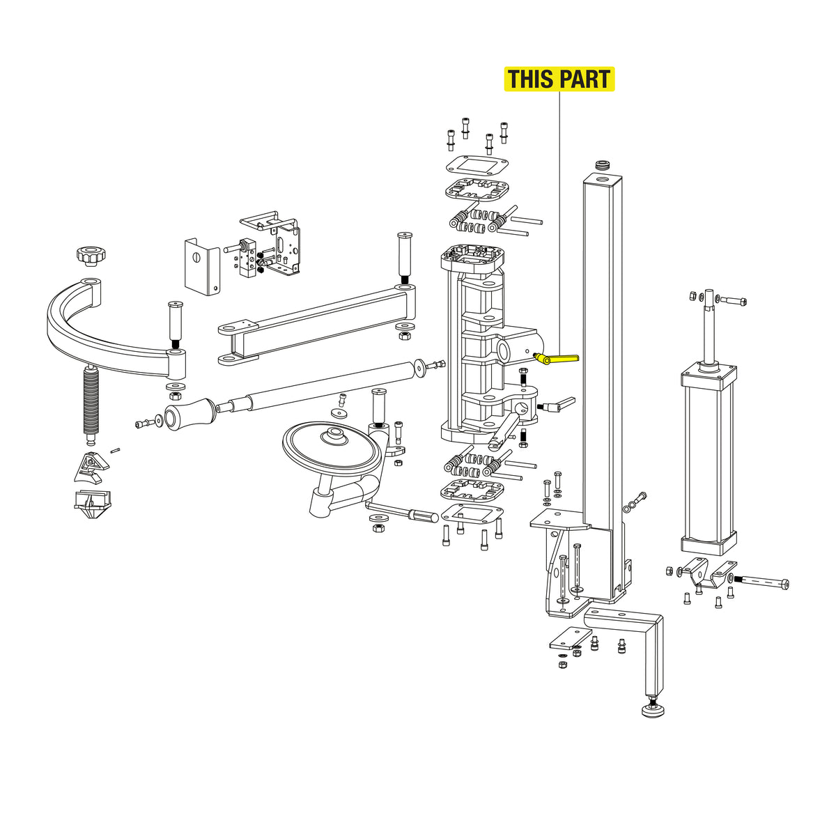 Tyre Changer T-Shaped Locking Handle Part Location