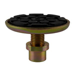 Front view of a 2 post hoist pad with a robust, textured rubber surface and a sturdy threaded base. - Screw Pad - Drop In