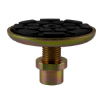 Front view of a 2 post hoist pad with a robust, textured rubber surface and a sturdy threaded base. - Screw Pad - Drop In