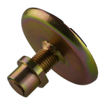 Side angle of a 2 post hoist pad with a robust metal base and threaded attachment, designed for secure lifting in automotive applications. - Screw Pad - Drop In