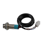 Close-up of the EAE Photoelectric Switch - Infrared Laser EE-6501, featuring durable metal housing, pre-wired connector, and long cable for platform synchronization safety in scissor lifts
