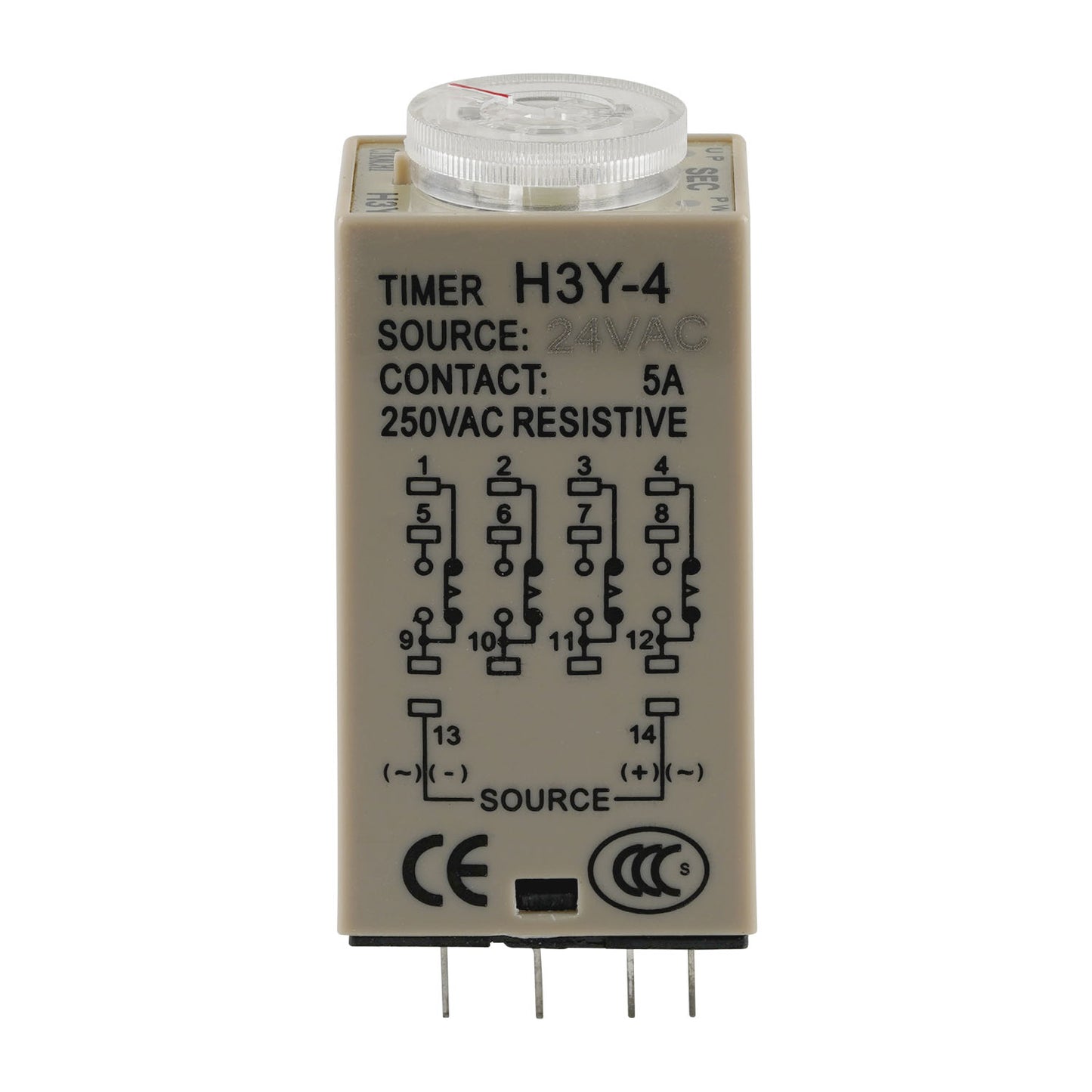 Timer Relay - 24VAC H3Y-4 standing showing the specifications 