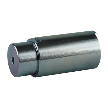 Cylindrical steel adapter laying down with a height of 100mm and a hole diameter of 50mm.