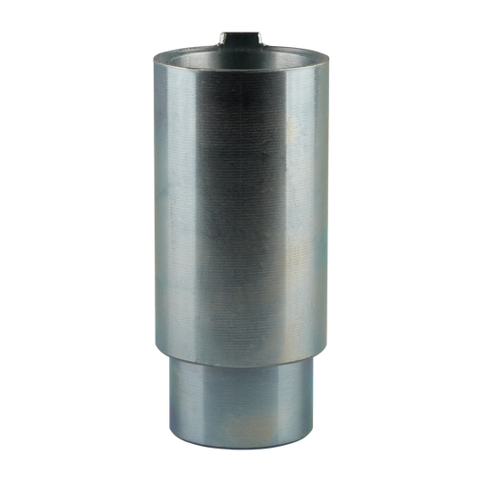 This image shows a cylindrical steel adapter with a height of 100mm and a hole diameter of 50mm.