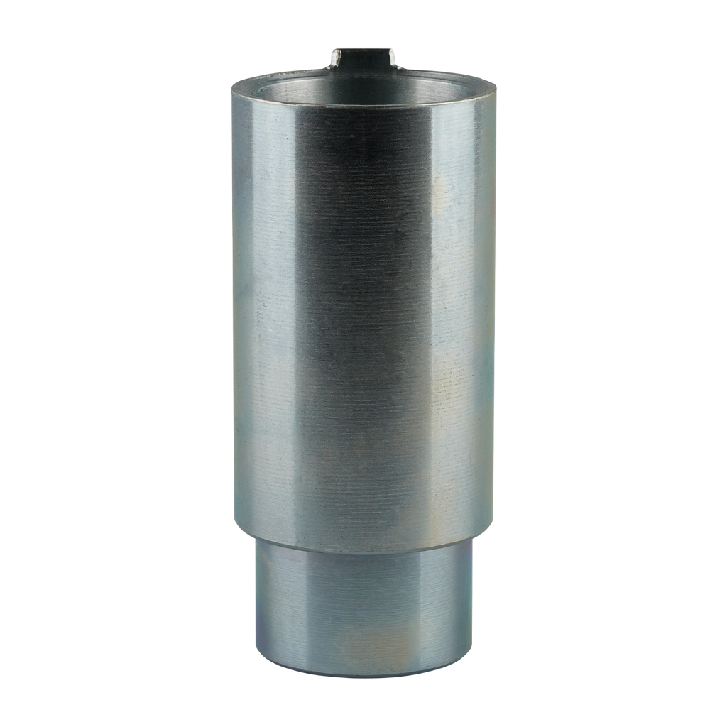 This image shows a cylindrical steel adapter with a height of 100mm and a hole diameter of 50mm.