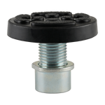 A drop-in screw pad designed for EAE 2 post car hoists. The pad features a sturdy, round rubber top for vehicle support and a threaded metal base for secure attachment. This model is compatible with a 50mm arm hole, providing stability during vehicle lifts, and is suited for various hoist models.