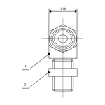 2D side view Drawing of the 615006003 Hydraulic Fitting T Piece