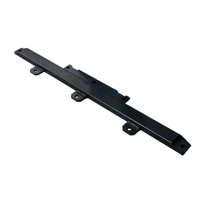 Isolated view of a black column support kit, featuring a long, straight metal bar with multiple mounting holes, designed for structural stability in assembly. - EAE Column Support Kit