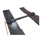 SUV/4WD Adapter installed on an EAE Scissor Lift, showing adjustable screw pads positioned across the platform beams for secure lifting of heavy-duty vehicles like SUVs and 4WDs with balanced weight distribution.