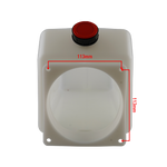 Front view of a white hydraulic power unit oil tank, featuring dimensions between bolt holes annotated at 113mm on both width and height. - Hydraulic Oil Tank 12L