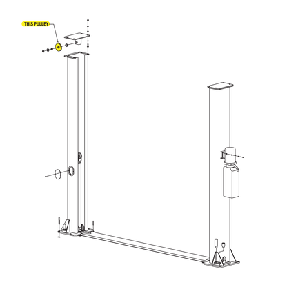 2 Post Hoist Top of Column Pulley location drawing