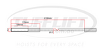 The image is a technical drawing of a cable, likely for a mechanical lifting system. It shows detailed measurements including a diameter of 15 mm and segment lengths of 100 mm, 170 mm, and 4138 mm. The diagram is linear, displaying the cable with clear annotations and red dimension labels, providing precise information for assembly or maintenance purposes. - 4 Post Hoist Cable 4138mm
