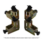 Set of four Standard Motorcycle Adapters for tyre changers, each with a robust metal frame, black plastic clamps, and adjustable knobs. 