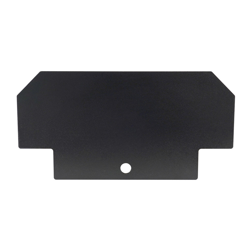 End plate for a 4 post car hoist, specifically designed to secure the ends of the hoist platforms, providing extra protection and preventing vehicles from rolling off during lifting or parking.