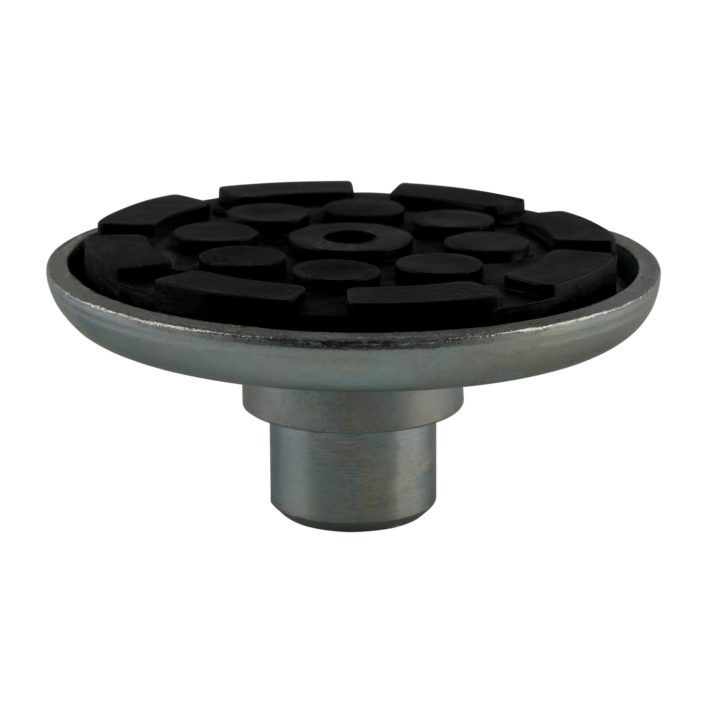 Close up of a drop in car hoist pad with a glow border. 