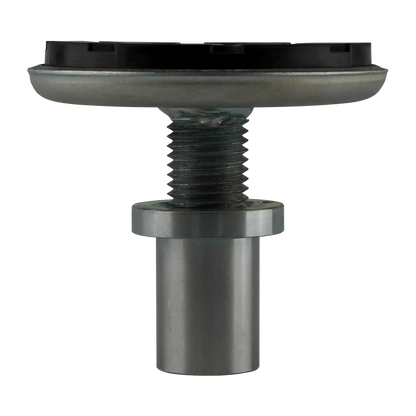 Drop-in screw pad with a threaded metal shaft and a cylindrical base. The pad is extended to full height.