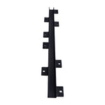 Vertical black column support kit with a series of evenly spaced mounting holes on a concrete floor background. - Column Support Kit