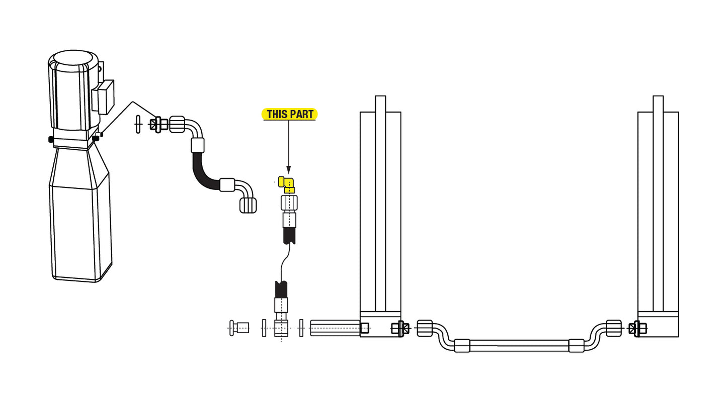 Hydraulic Fitting 90 Degree location drawing