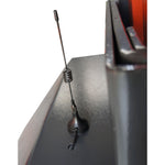 Close-up of a small antenna on a mobile column lift, indicating wireless connectivity or remote control capability.