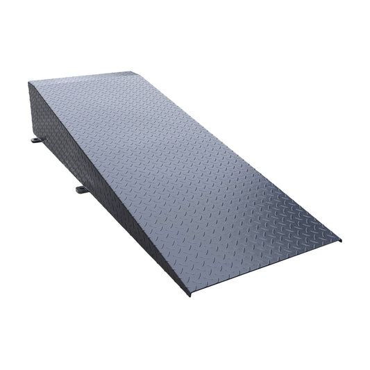 Gray metal approach ramp on a white background