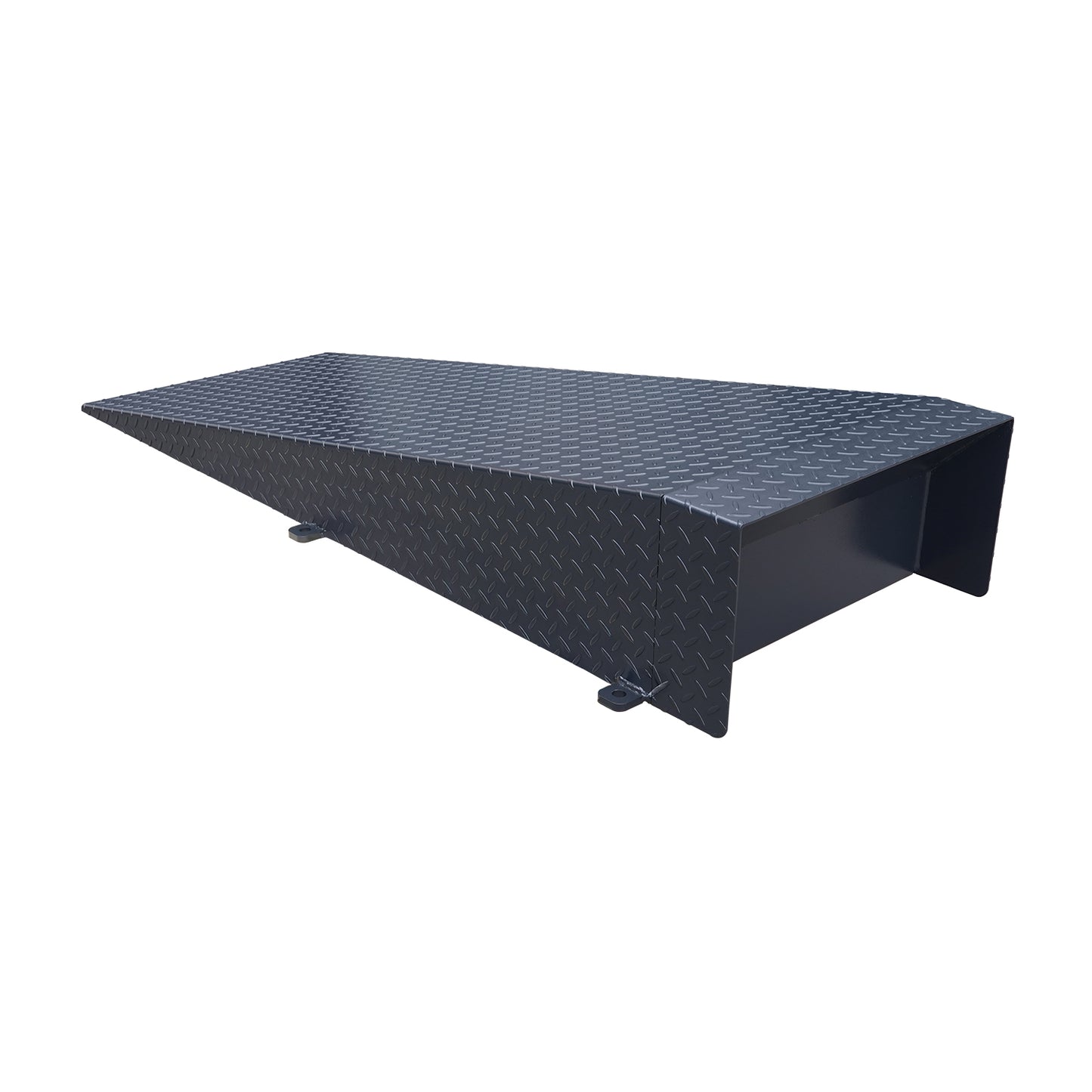 Gray metal approach ramp on a white background