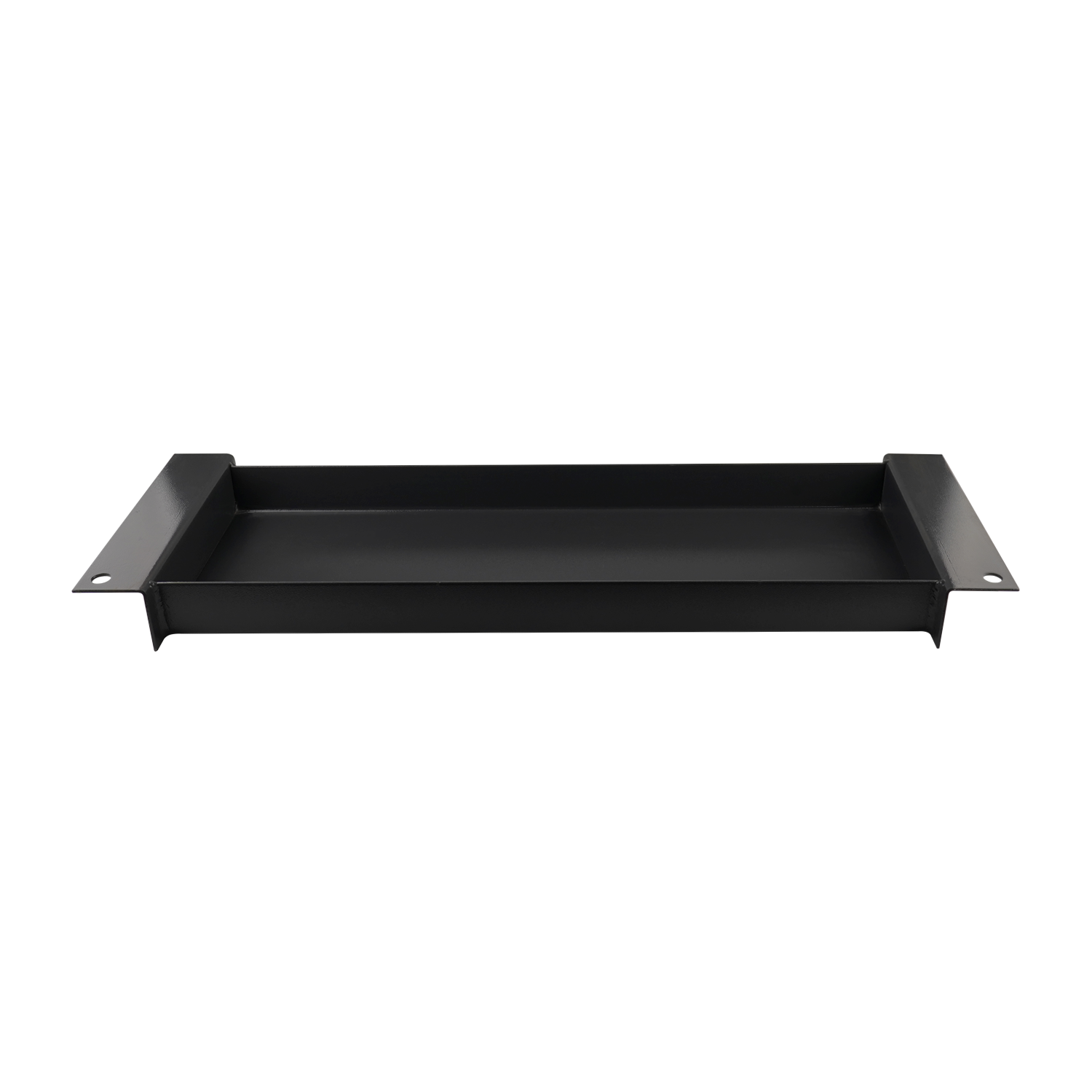 A black rectangular tool tray, designed for use with a 4-post car hoist. The tray provides space for tools and equipment used in automotive maintenance.