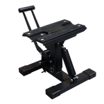 Black compact motorcycle stand, designed for securely lifting and supporting motorcycles. - Motorcycle Stand | TLMMXS