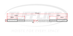 This technical drawing represents a 2 Post Car Hoist Cable that measures 9156mm in length with a diameter of 9.82mm. The cable is designed with M19 threaded ends, each featuring a 106mm threaded section, followed by a 52mm buffer. This drawing provides a clear layout of the cable's dimensions, ensuring compatibility and proper installation in specific hoist models, focusing on both length and threading requirements for secure operation.