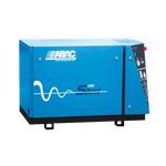 A blue ABAC Line Silent air compressor with control panel on the right side, mounted on a black base, with the brand logo and a wavy line graphic on the side. - McMillan Low Noise Compressor Kit | LN750A