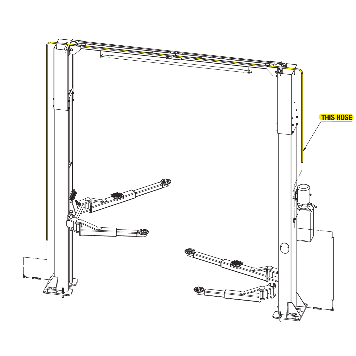 2 Post Car Hoist Hydraulic Hose 8580mm