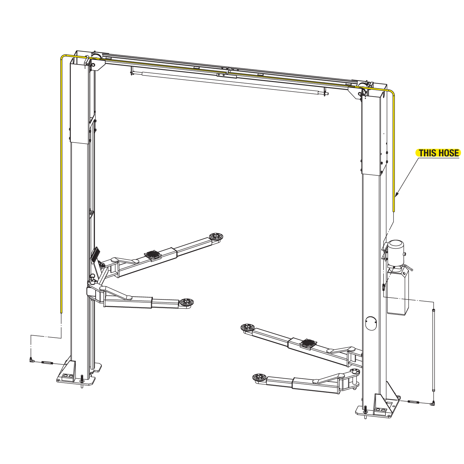 2 Post Car Hoist Hydraulic Hose 8580mm