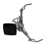Close-up of a vehicle alignment sensor arm from the PowerLift PLA-881S system, featuring a silver metallic structure, precise engineering, and a black sensor plate.
