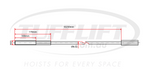 The image presents a technical drawing of a hoist cable with a total length of 2625mm, an M20 thread, and a diameter of 9.52mm. The diagram specifies key dimensions, including a 170mm thread section, 100mm segment, and other relevant details