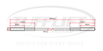 This is a technical drawing of a hoist cable with a total length of 8690mm, including M19 threads. The cable has a diameter of 9.52mm. The drawing also shows specific segment lengths, with 80mm and 122mm sections on either end. The diagram provides detailed measurements for installation and application in lifting systems, ensuring the correct sizing for equipment.