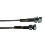 This image shows two close-up views of the hoist cable, focusing on the threaded ends of the cable. The M19 threads, along with the accompanying nuts and washers, are clearly visible, providing a secure attachment point for installation.